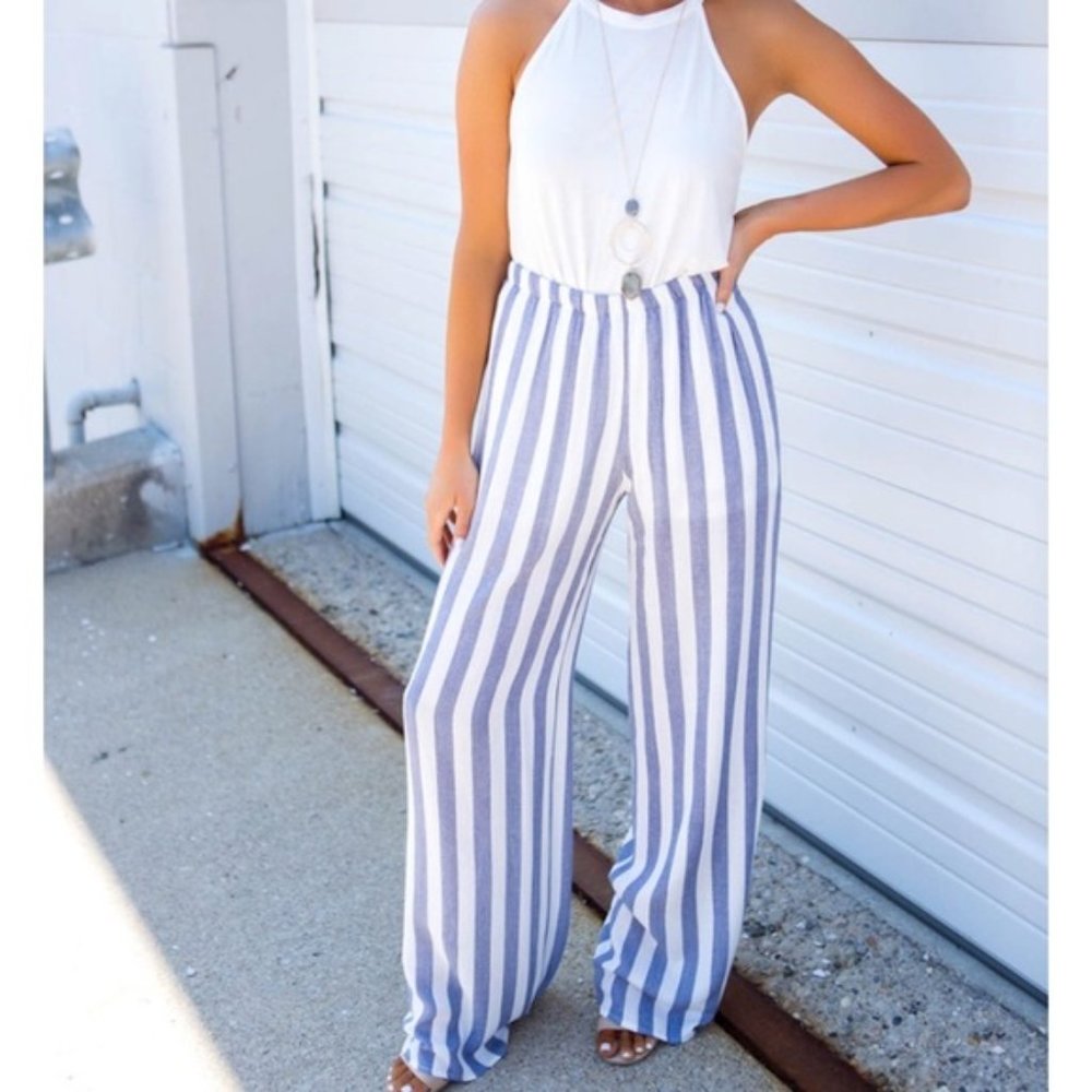 5 for $20! Fantastic Fawn made in USA size large loose pants blue white stripe